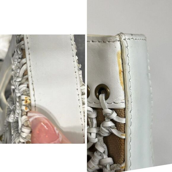 Rafē New York White Leather Nude Crochet Twist Buckle Handbag - Picture 6 of 16